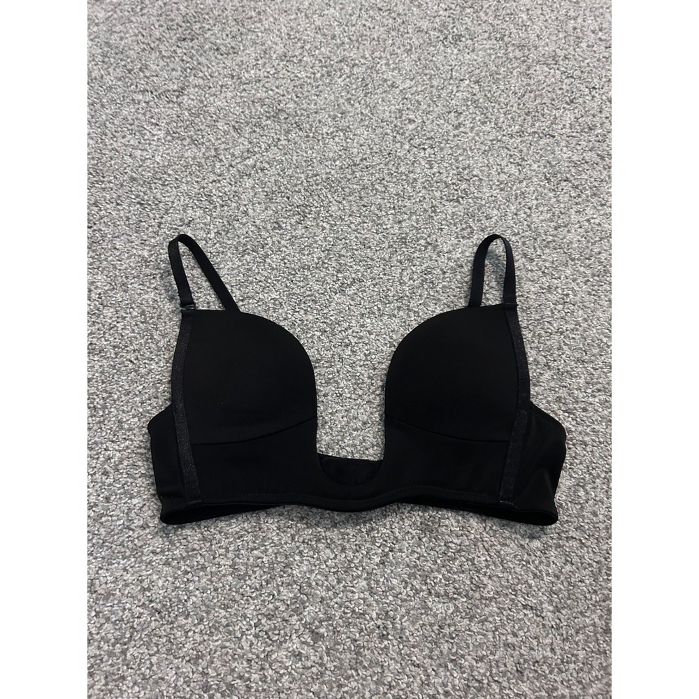 Victoria's Secret Black U-Plunge Convertible Strap Bra 34B Low Cut Underwire